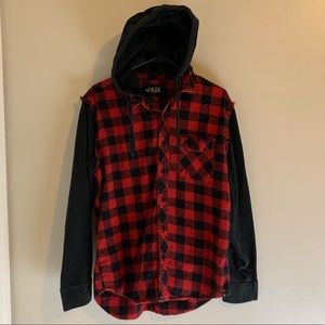 Rude Red and black hooded flannel M